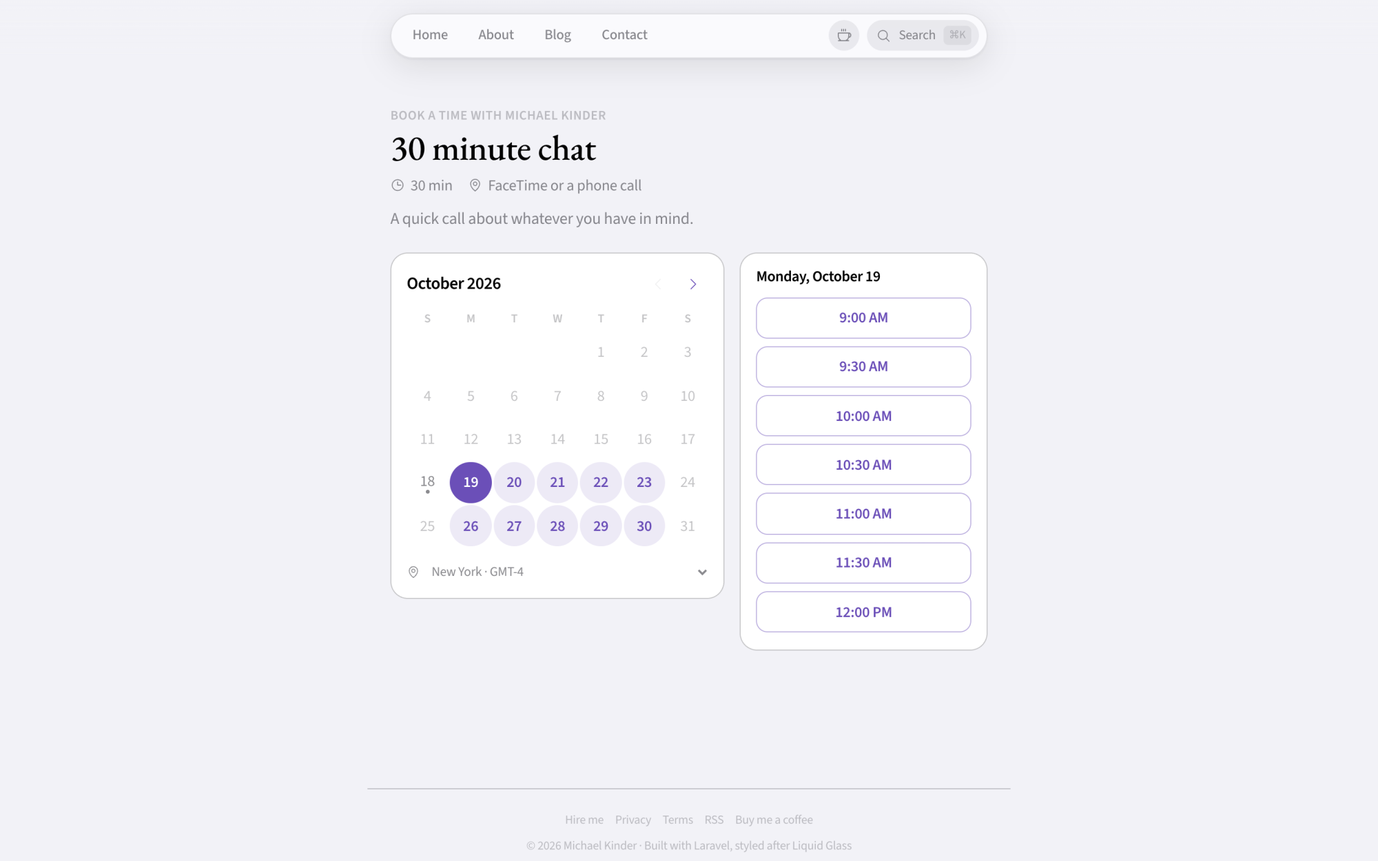 A screenshot showcasing the booking feature on the site.